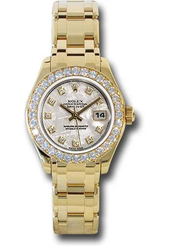 Rolex Yellow Gold Lady-Datejust Pearlmaster 29 Watch - 32 Diamond Bezel - Meteorite Diamond Dial - 80298 mtd