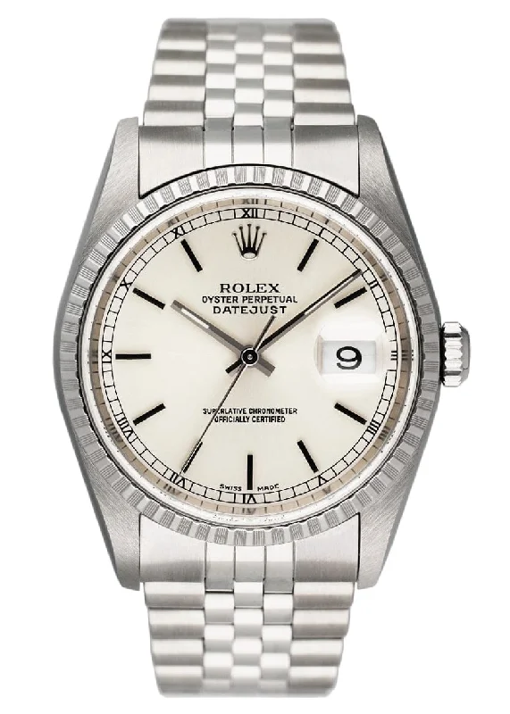 Rolex Oyster Perpetual Datejust 16220 Silver Dial Mens Watch.