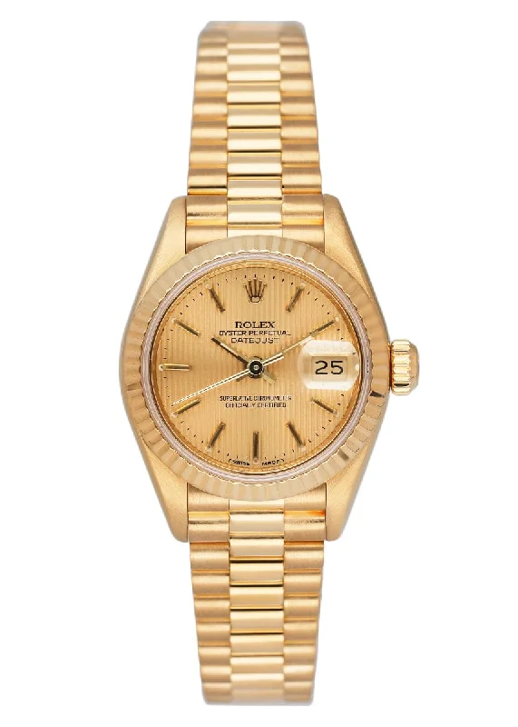 Rolex Datejust 69178 Champagne Linen Dial 18K Yellow Gold Ladies Watch