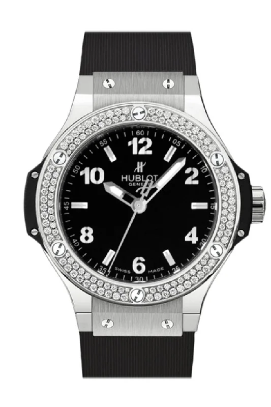 Hublot Big Bang Black Dial Diamond Black Rubber Ladies Watch 361.SX.1270.RX.1104