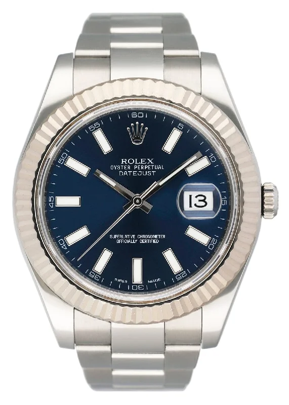 Rolex Datejust 41 116334 Blue Dial Mens Watch Box Papers