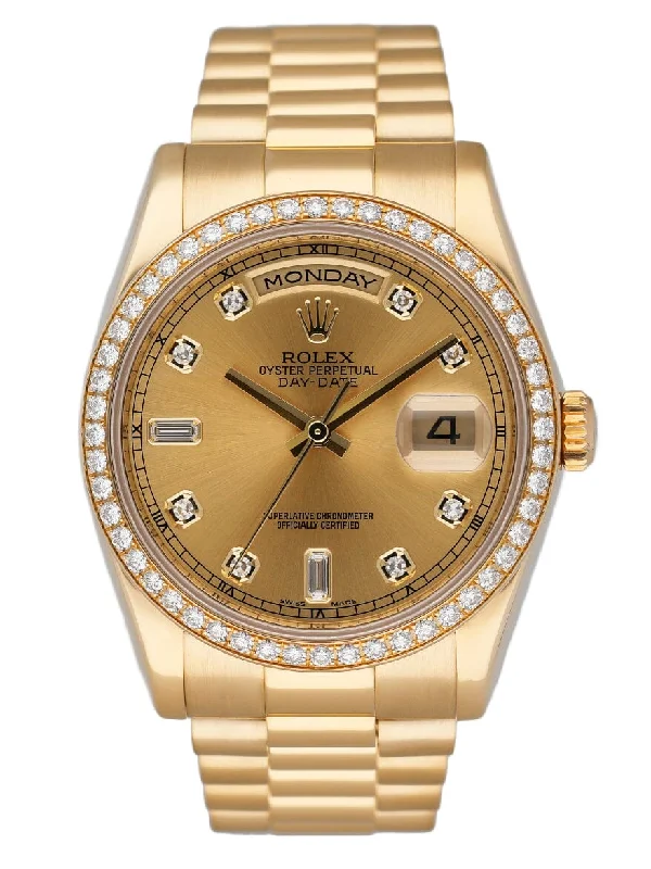 Rolex Day-Date 118348 Diamond Dial 18K Yellow Gold Mens Watch