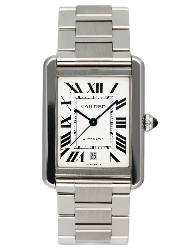 Cartier Tank Solo XL W5200028 Stainless Steel Mens Watch Box Papers