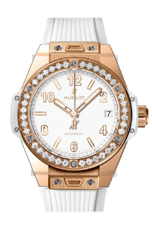 Hublot Big Bang White Dial Diamond Bezel White Rubber 38mm Unisex Watch 465.OE.2080.RW.1204