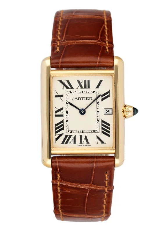 Cartier Tank Louis W1529756 18K Yellow Gold Mens Watch Box Papers