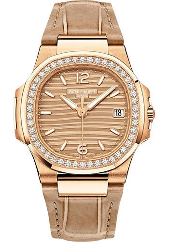 Patek Philippe Nautilus Date Sweep Seconds - 32 mm - Rose Gold - Golden Dial - 7010R-012