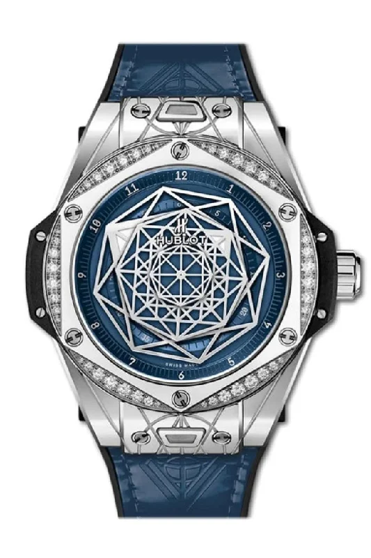 Hublot Big Bang One Click Sang Bleu Steel Blue Diamonds 39mm Watch 465.SX.7179.VR.1204.MXM19