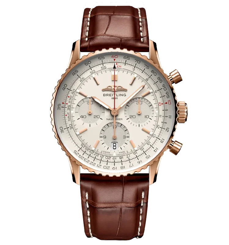 Breitling Navitimer B01 Chronograph 41 Watch with Leather Strap