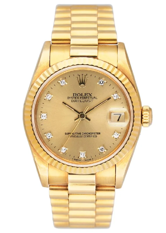 Rolex DateJust 68278 Diamond Champagne Dial Ladies Watch Box Papers