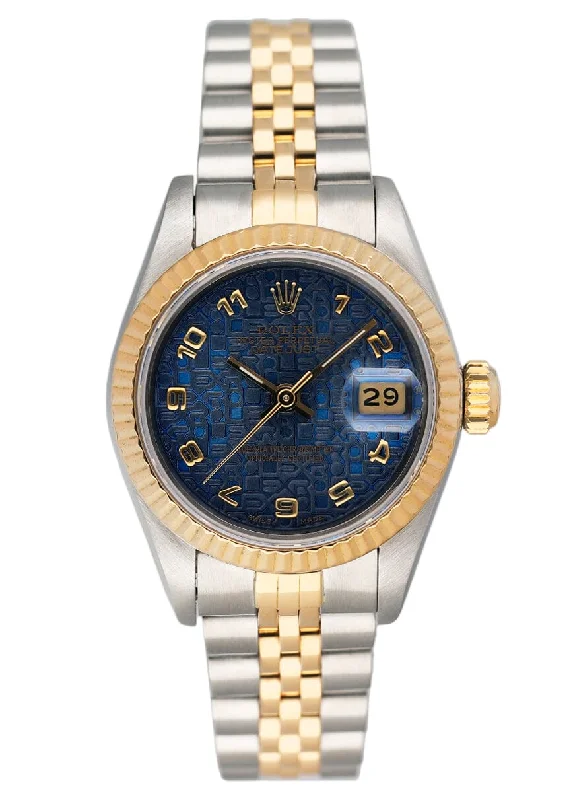 Rolex Datejust 69173 Blue Anniversary Dial Ladies Watch Box Papers