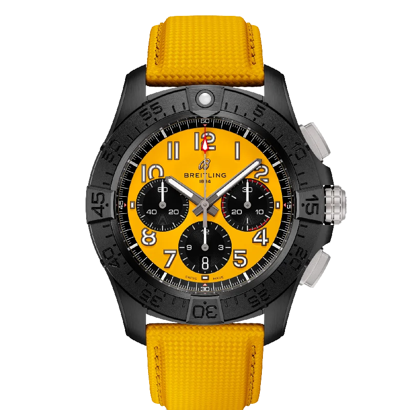 Breitling Avenger B01 Chronograph 44mm Night Mission Watch with Yellow Dial