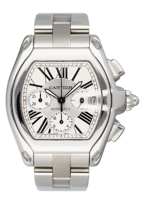 Cartier Roadster W62019X6 Silver Dial Mens Watch Box Papers