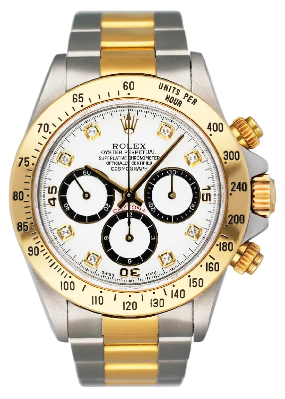 Rolex Daytona 16523 Zenith Diamond White Dial Mens Watch With Box