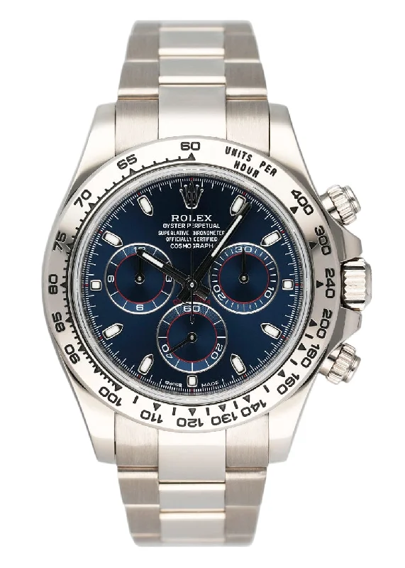 Rolex Daytona 116509 Blue Dial 18K White Gold Mens Watch Box Papers