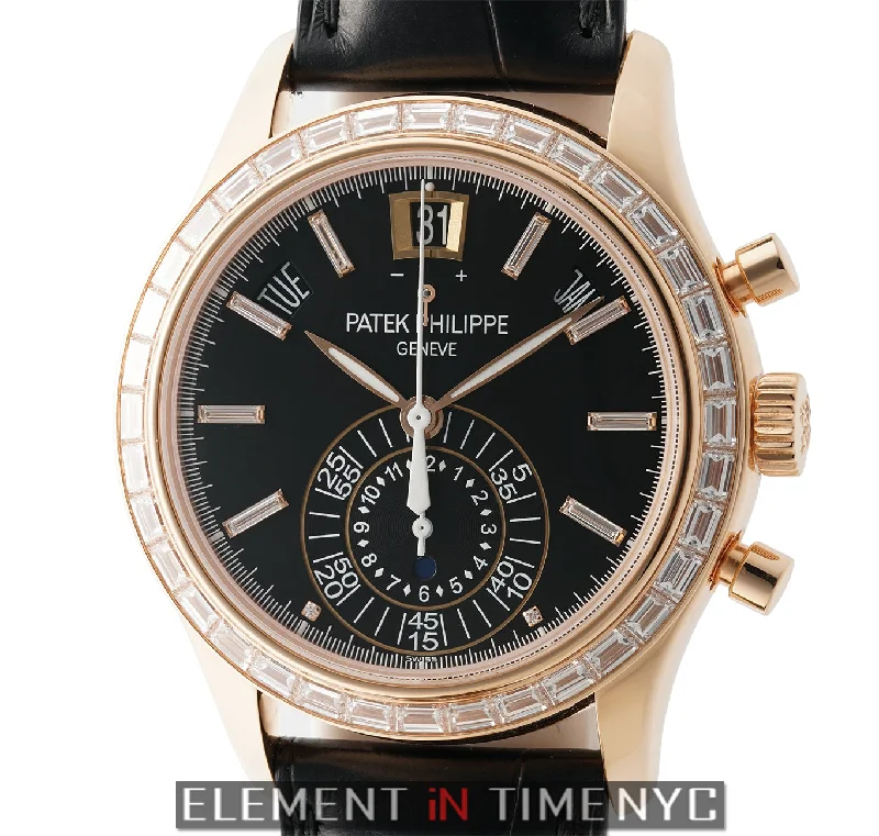 Annual Calendar Chronograph 18k Rose Gold Baguette Diamonds