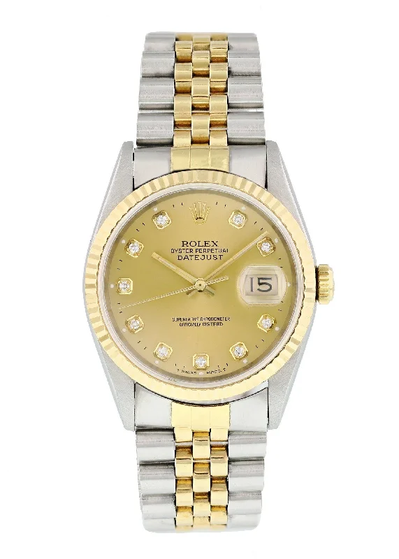 Rolex Datejust 16233 Diamond Dial Mens Watch