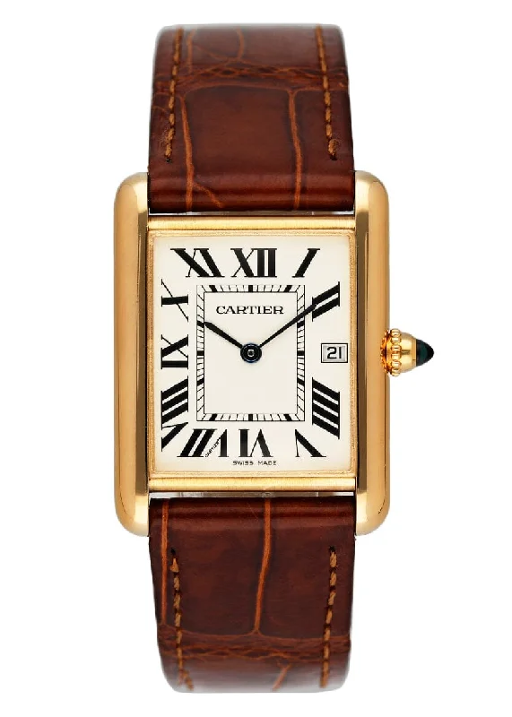 Cartier Tank Louis W1529756 18K Yellow Gold Mens Watch Box Papers