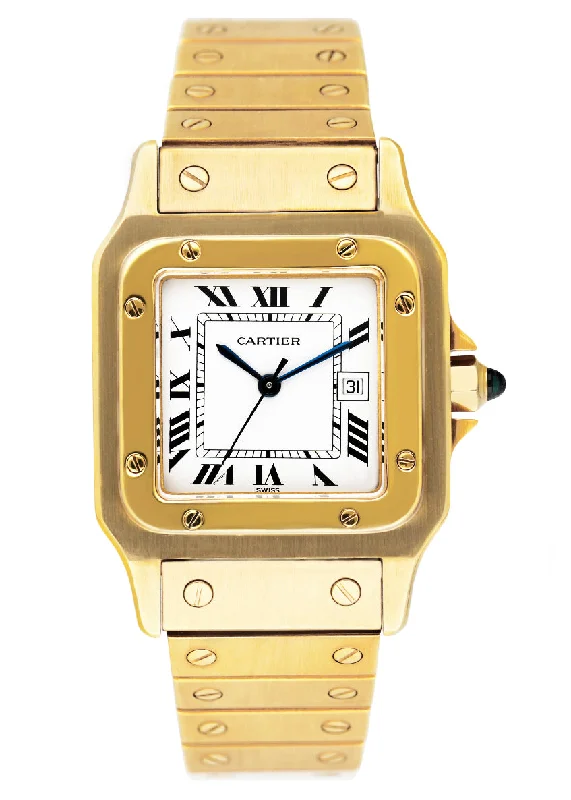 Cartier Santos 18K Yellow Gold Mens Watch