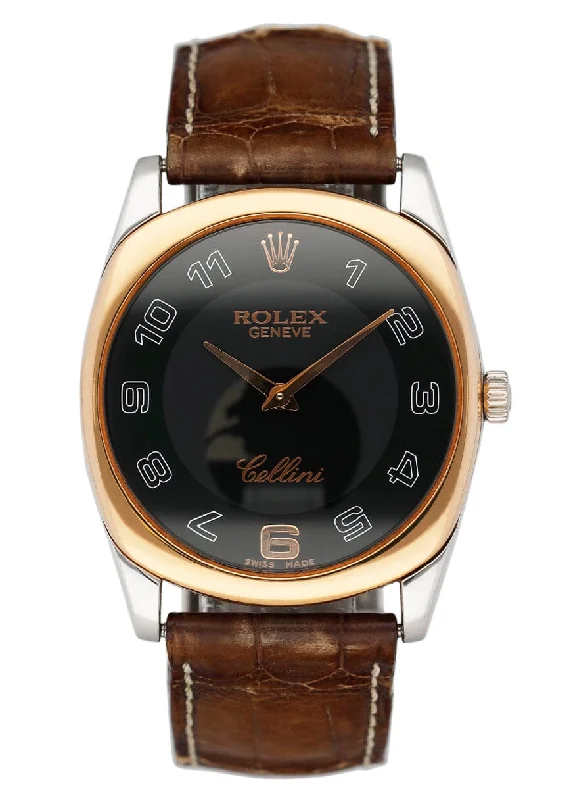 Rolex Cellini Danaos 4233 18K White & Rose Gold Mens Watch Box Papers