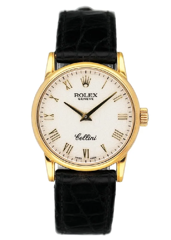 Rolex Cellini 6111/8 Ivory Anniversary Dial Yellow Gold Ladies Watch Box Papers