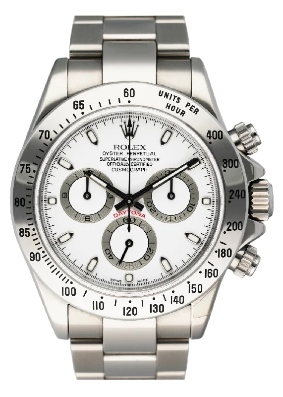 Rolex Daytona 116520 White Dial Stainless steel Mens Watch Box Papers