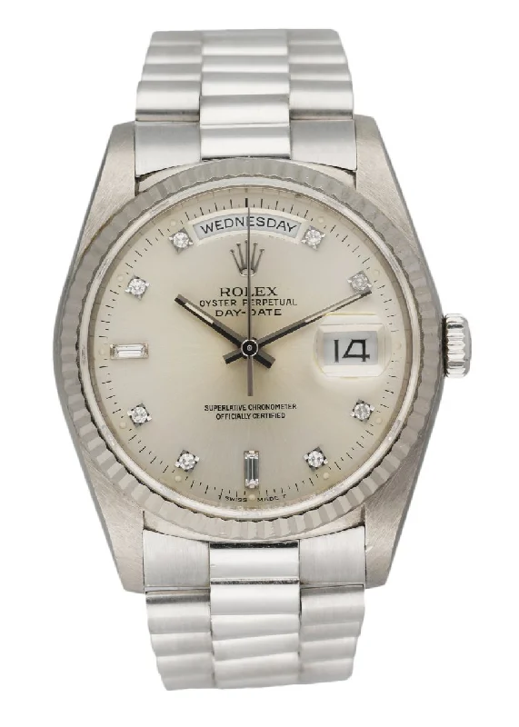 Rolex Day-Date 18239 18K White Gold Diamond Dial Men's Watch