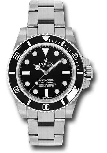 Rolex Steel No-Date Submariner Watch - Black Dial - 114060