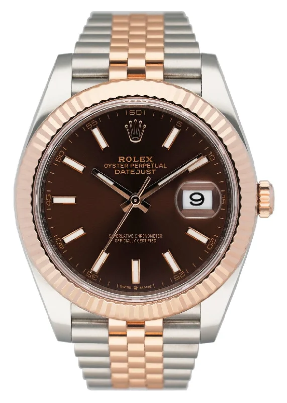 Rolex Datejust 41 126331 Chocolate Dial Rose Gold Mens Watch Box Papers