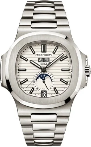 Patek Philippe Nautilus Annual Calendar Moon Phases Stainless Steel White Dial - 5726/1A-010