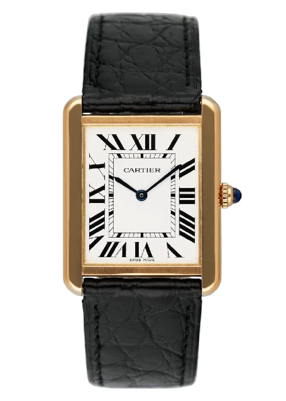 Cartier Tank Solo W5200004 Large Size 18K Yellow Gold Mens Watch