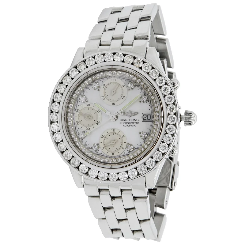 Breitling Chronomat 39mm Diamonds A13352 White Dial Automatic Men's Watch