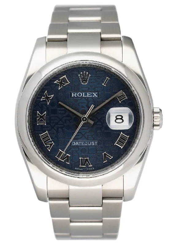 Rolex Datejust 116200 Blue Anniversary Dial Mens Watch Box Papers