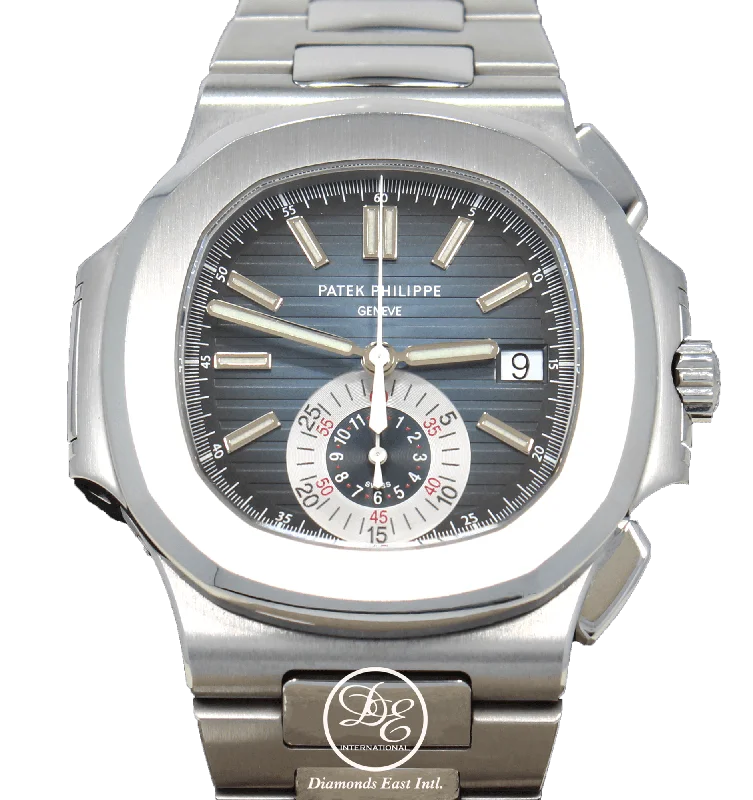 PATEK PHILIPPE Nautilus 5980/1A 40mm Blue Dial Chronograph Watch MINT