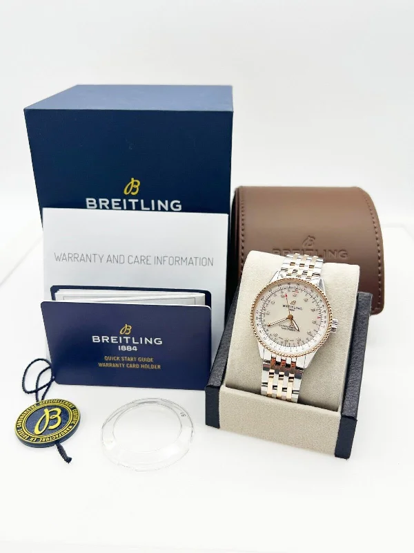 2020 Breitling  U17395  Navitimer 35 MOP Diamond Dial 18K Rose Gold Steel Box