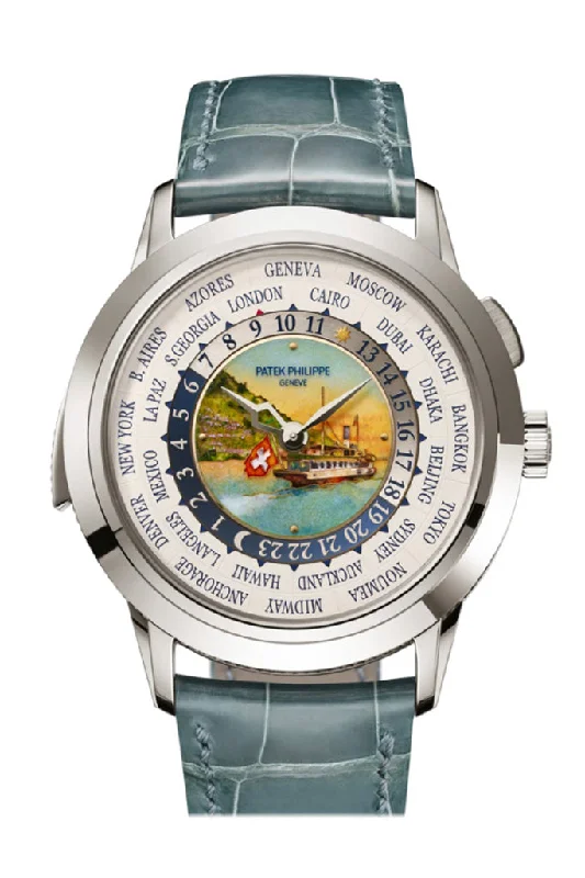 Patek Philippe Grand Complications Grand Feu cloisonné enamel center steamboat cruising on Lake Geneva Dial Watch 5531G-001