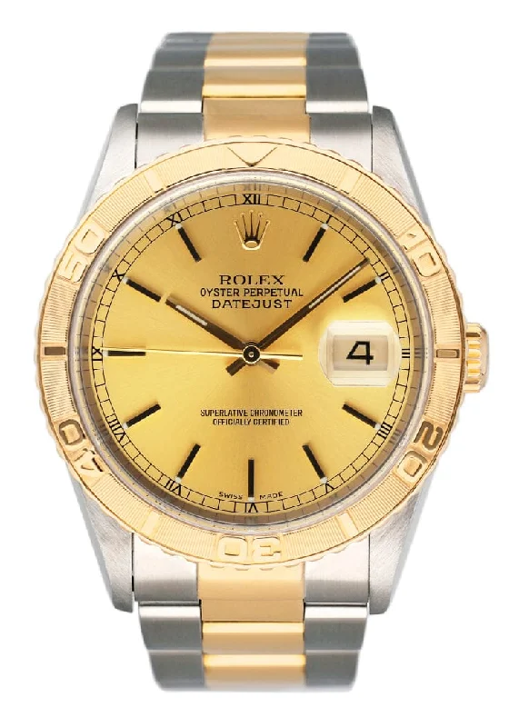 Rolex Datejust Turn-O-Graph 16263 Champagne Dial Two Tone Mens Watch