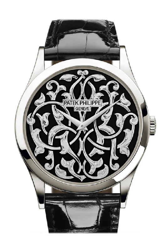 Patek Philippe Calatrava Engraved Black Dial Platinum 5088/100P-001