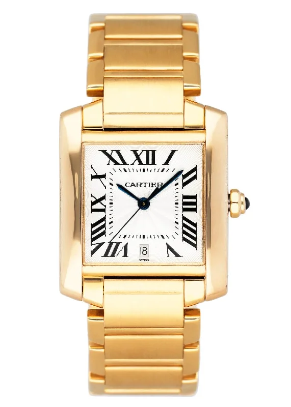 Cartier Tank Francaise W50001R2 18K Yellow Gold Mens Watch