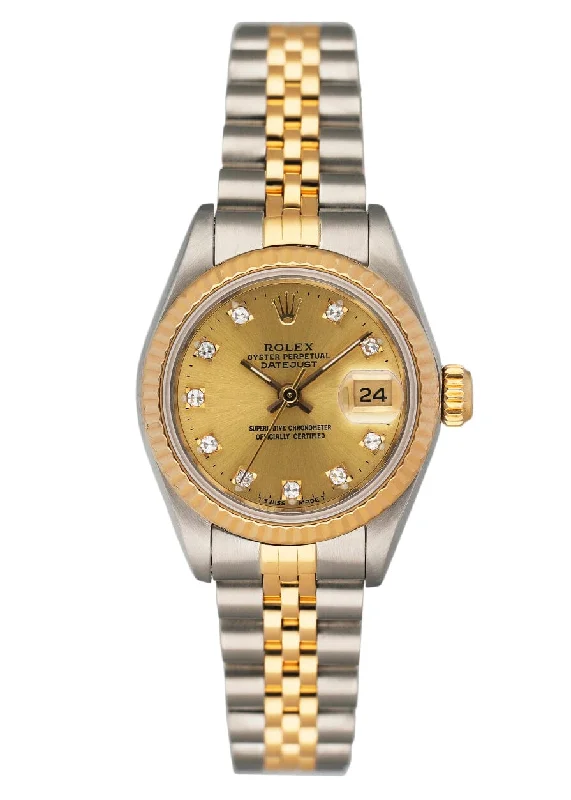 Rolex Datejust 69173 Diamond Champagne Dial Ladies Watch Box Papers