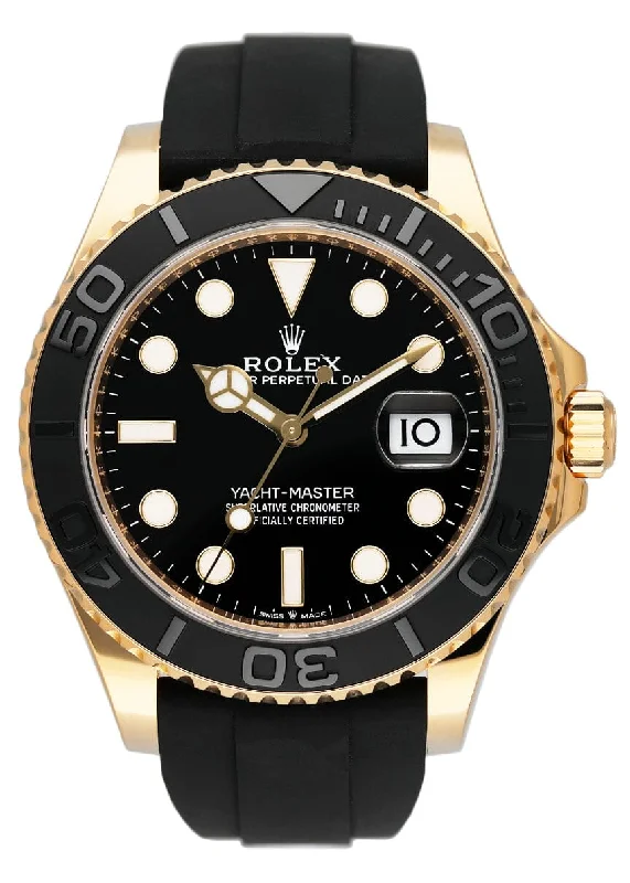 Rolex Yacht-Master 226658 Black Dial 18K Yellow Gold Mens Watch Box Papers