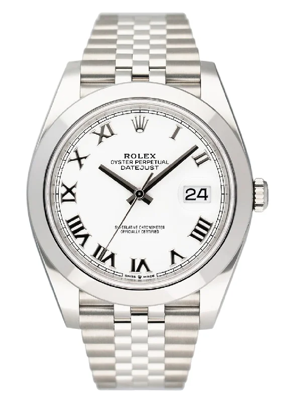 Rolex Datejust 41 126300 White Roman Dial Mens Watch Box Papers