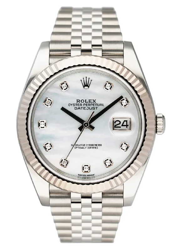 Rolex Datejust 41 126334 MOP Diamond Dial Mens Watch Box Papers