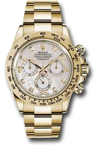 Rolex Yellow Gold Cosmograph Daytona 40 Watch - Mother-Of-Pearl Diamond Dial - 116508 md