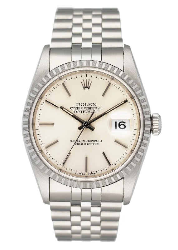 Rolex Oyster Perpetual Datejust 16220 Silver Dial Mens Watch