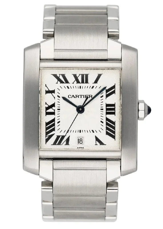 Cartier Tank Francaise W51002Q3 Silver Dial Steel Mens Watch