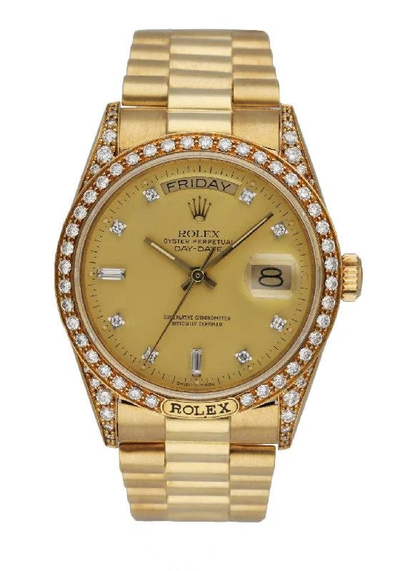 Rolex Day Date 18138 18K Yellow Gold Factory Diamond Dial Men's Watch