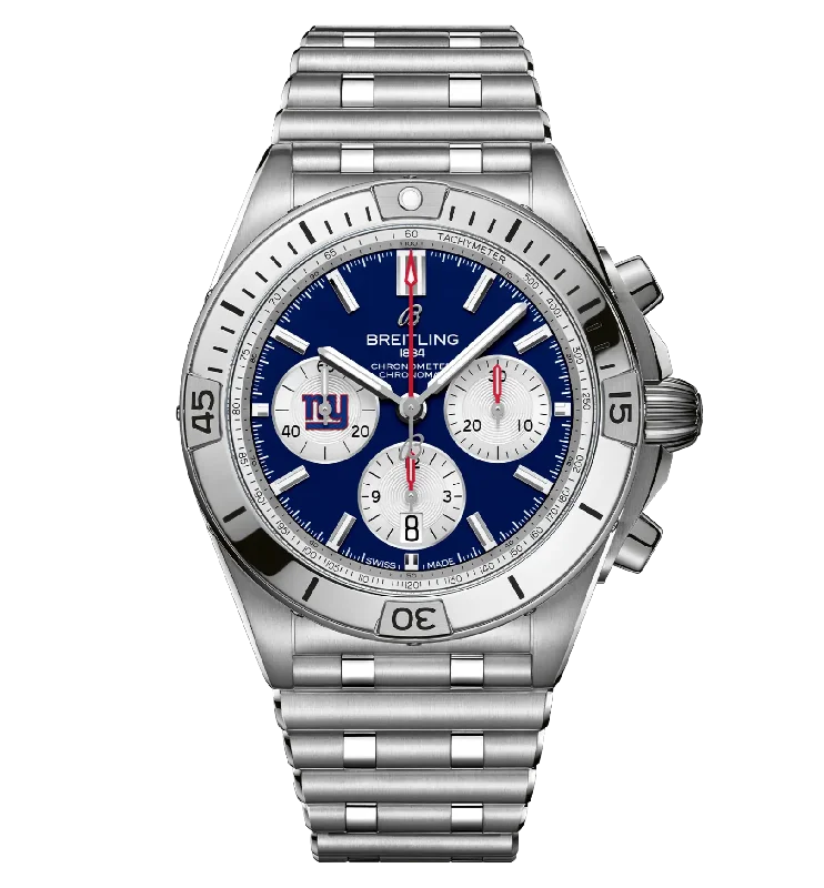 Breitling Chronomat B01 42 NFL New York Giants Edition with Stainless Steel Bracelet