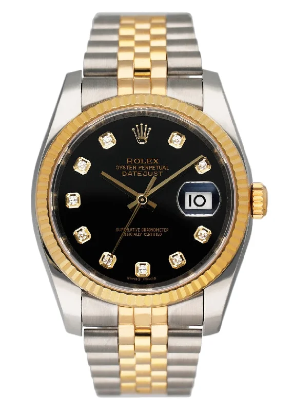 Rolex Datejust 116233 Diamond Black Dial Mens Watch