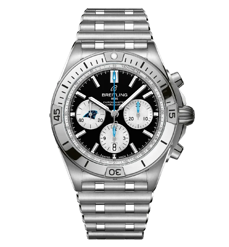 Breitling Chronomat B01 42 NFL Carolina Panthers Edition with Stainless Steel Bracelet