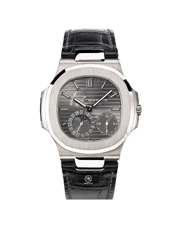 PATEK PHILIPPE NAUTILUS  5712G-001 MOON PHASES 18K WHITE GOLD BOX & PAPERS